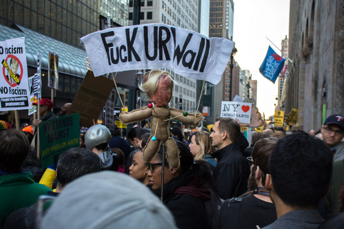 14_april_2016_-_trump_nyc_protest Protests in New York City on April 14, 2016. One banner reads
