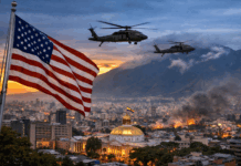 Caracas, 3. Januar 2026: Was die US-Aktion gegen Maduro für die Weltordnung bedeuten könnte Operation Absolute Resolve: Caracas bei Sonnenuntergang mit US-Hubschraubern über der Stadt
